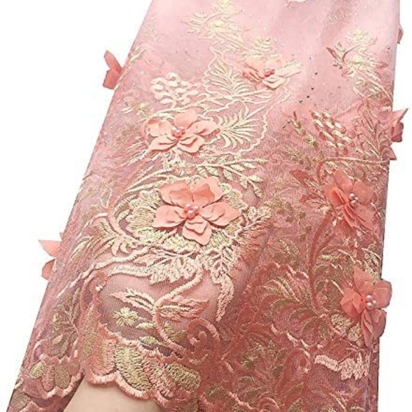 Pink Gold White Lace Lehenga Sari Bridal Ballgown - Picture 7 of 11